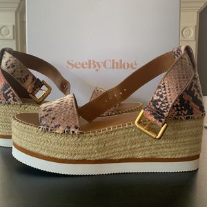 See By Chloe Glyn leather platform espadrille sandals size 38 (US size 8)